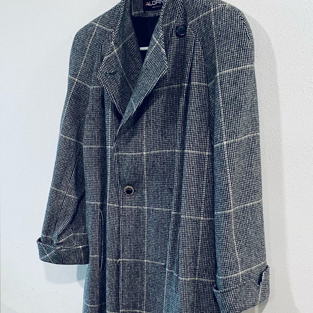 Women’s Gray Checkered Coat xl-xxl wool blend